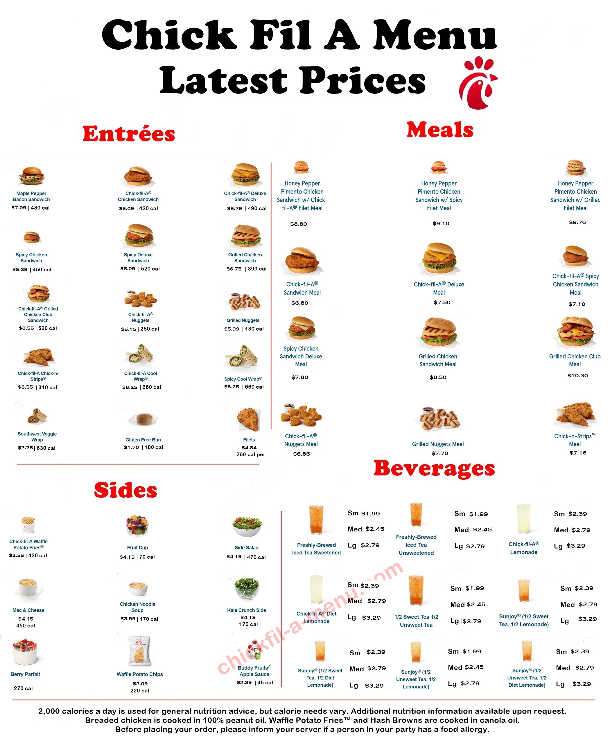 chick-fil-a menu with prices